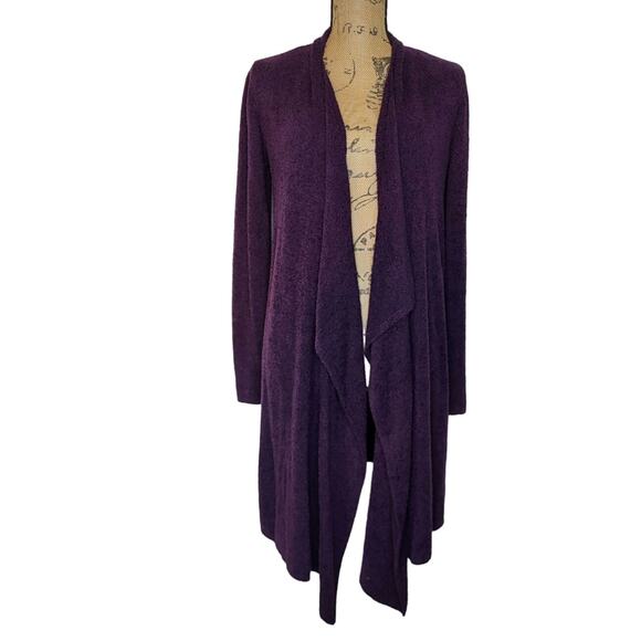Barefoot Dreams Bamboo Chic Lite 436 Amethyst Purple Long Cardigan Sweatr Sz S-M - Picture 2 of 8